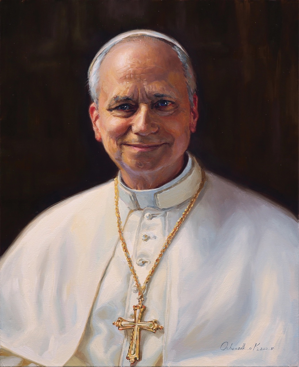 2_Kateryna Ocheredko_10_PAPA LEV XIV_oil on canvas_50x40cm_2025_web Duży