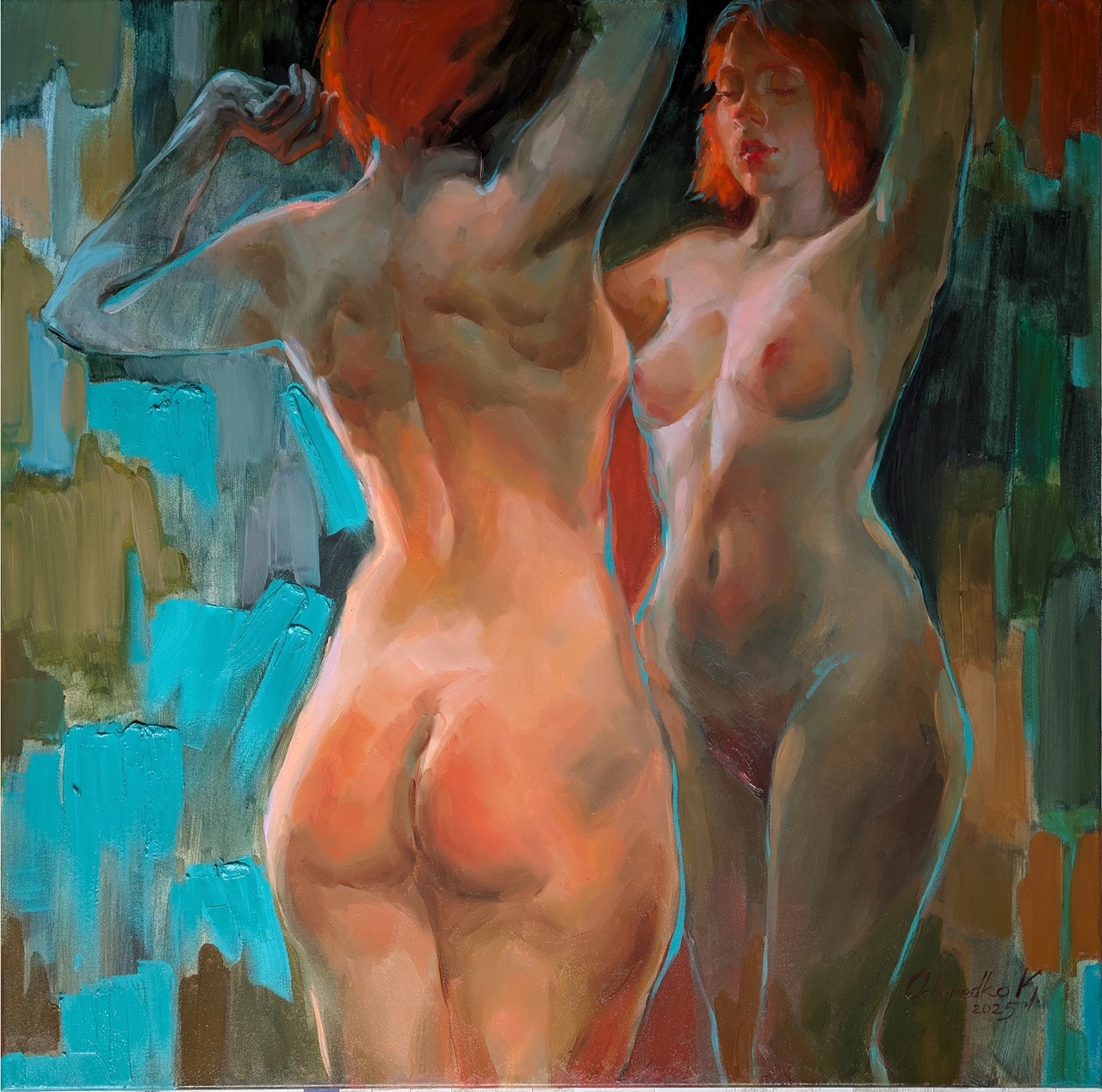 2_Kateryna Ocheredko_Dance_90x90cm_oil on canvas_2025_web Duży