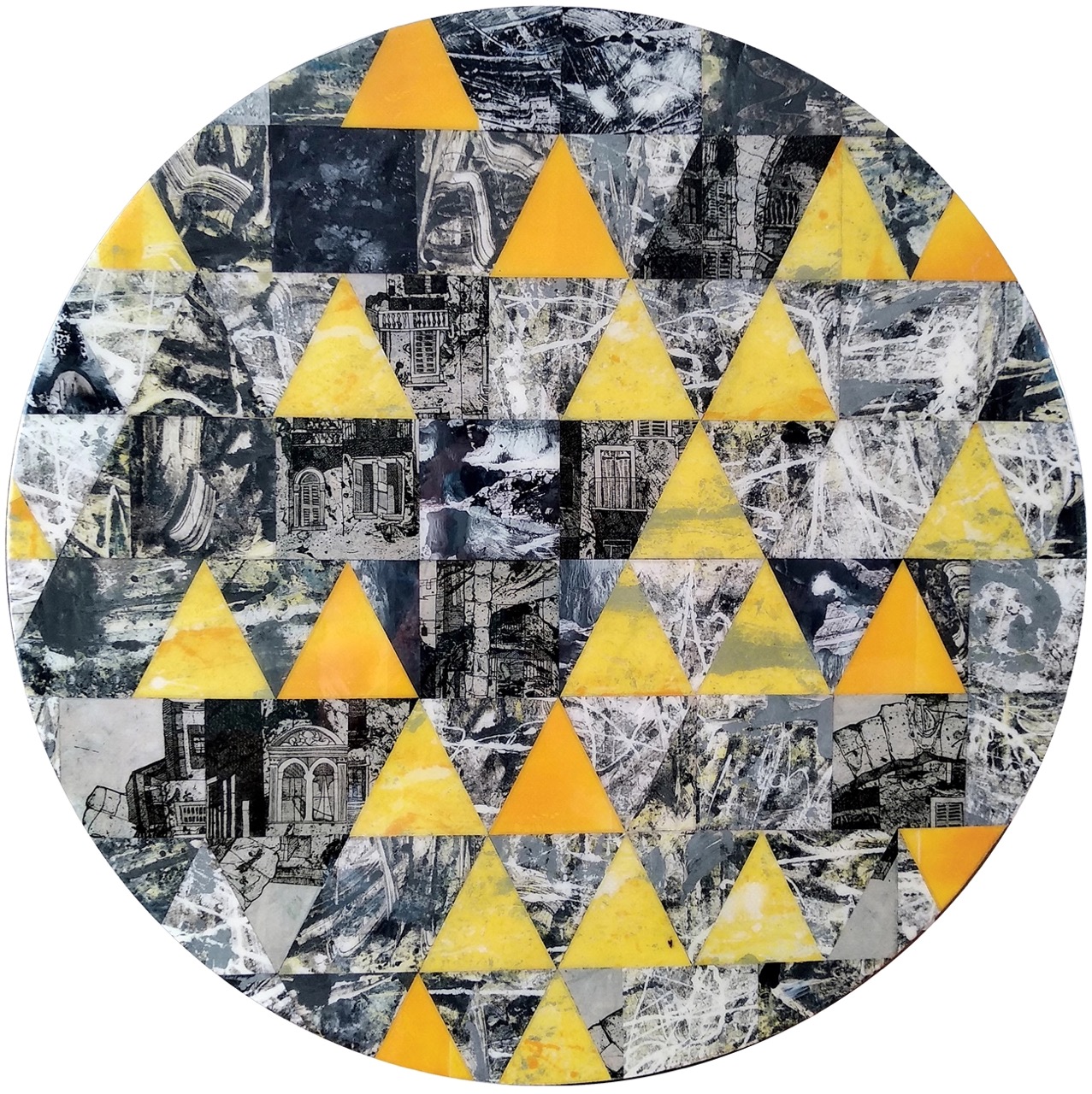 2_Tetiana Ocheredko_City of desires_2018_etching_monotype_epoxy resin on OSB_D=70cm_2 copy Duży