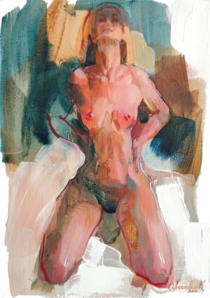 Painting: “Sketch 1. Summer delight”, 2024, acrylic on canvas, 30х21cm, Kateryna Ocheredko