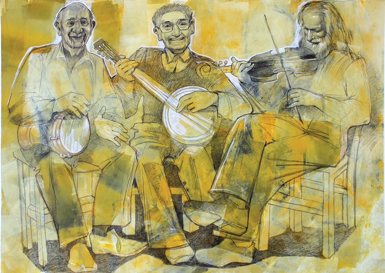 9_Kateryna Ocheredko_Funny musicians_monotype and pencil on paper_61х86cm_2020_web Duży