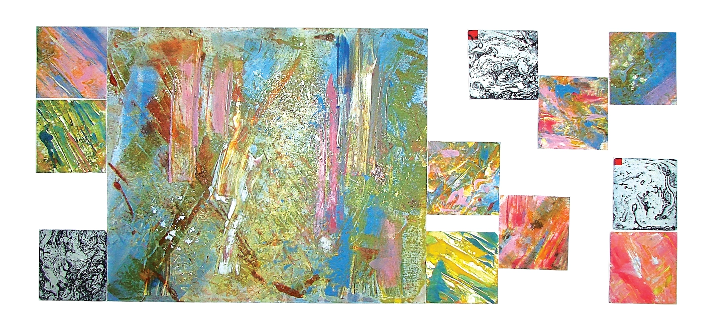 Painting: “Code of your world”, 2015, etching, monotype, 38х90cm, Tetiana Ocheredko