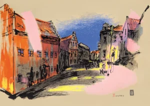 "Sketch 66. Kaunas", 2025, ink, pencil, acrylic on paper, 30x42 cm, Tetiana Ocheredko