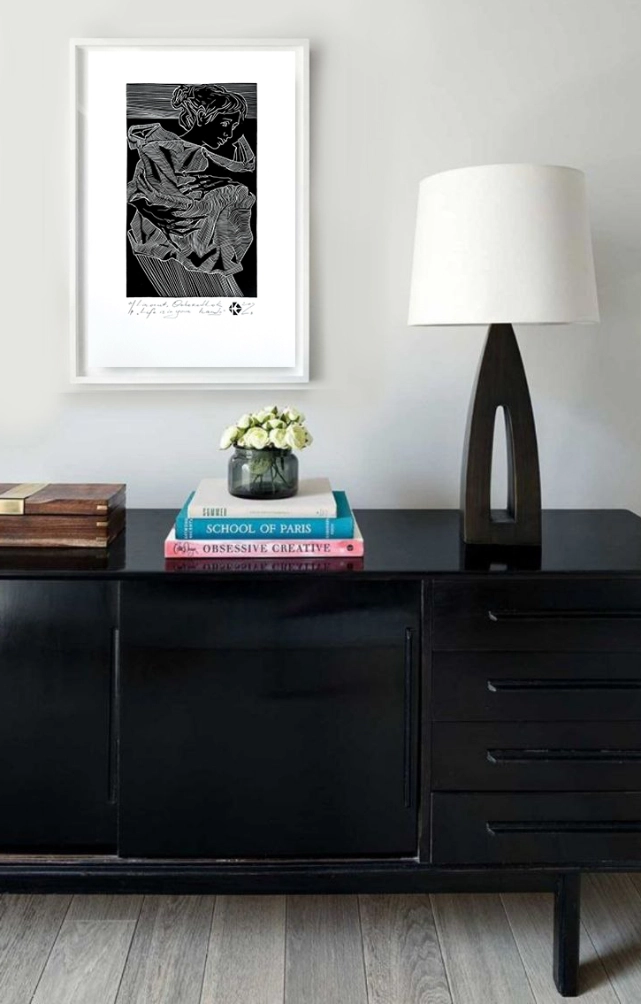 “Our life in your hands”, 2022, linocut, work size 25x15cm, paper size 39x27cm, Kateryna Ocheredko - Image 3