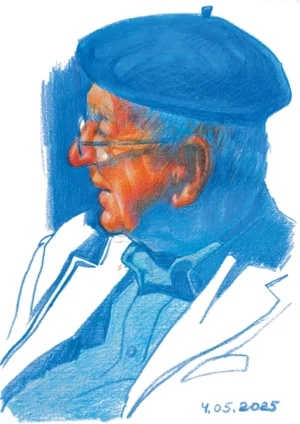 “Portrait 2”, 2025, coloured pencil on paper, 21x15 cm, Kateryna Ocheredko