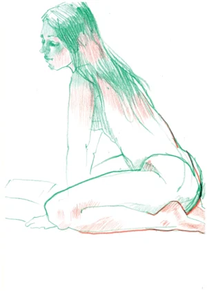 ”Nude sketching 2”, 2025, pencils on paper, 30х21 cm, Kateryna Ocheredko