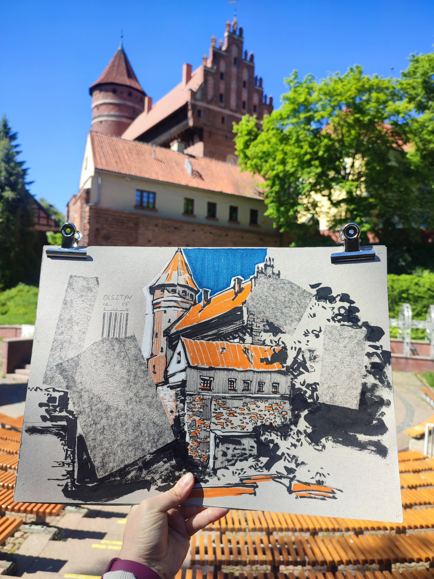 “Sketch 7. Olsztyn”, 2024, ink, markers on color paper, 30x42 cm, Tetiana Ocheredko - Image 2