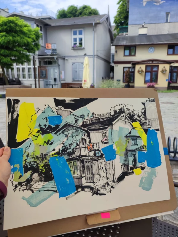 “Sketch 12. Teatr BOTO. Sopot”, 2024, ink, gouache on paper, 35×50 cm, Tetiana Ocheredko - Image 2