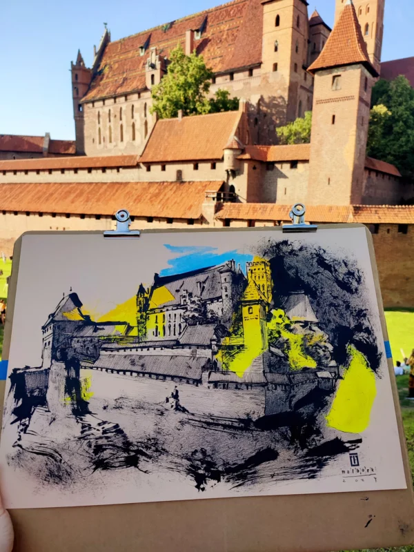 “Sketch 22. Malbork”, 2024, ink, oil pastels on color paper, 35×50 cm, Tetiana Ocheredko - Image 2