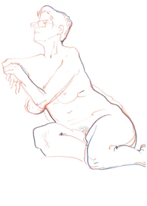 ”Nude sketching 4”, 2025, pencils on paper, 30х21 cm, Kateryna Ocheredko