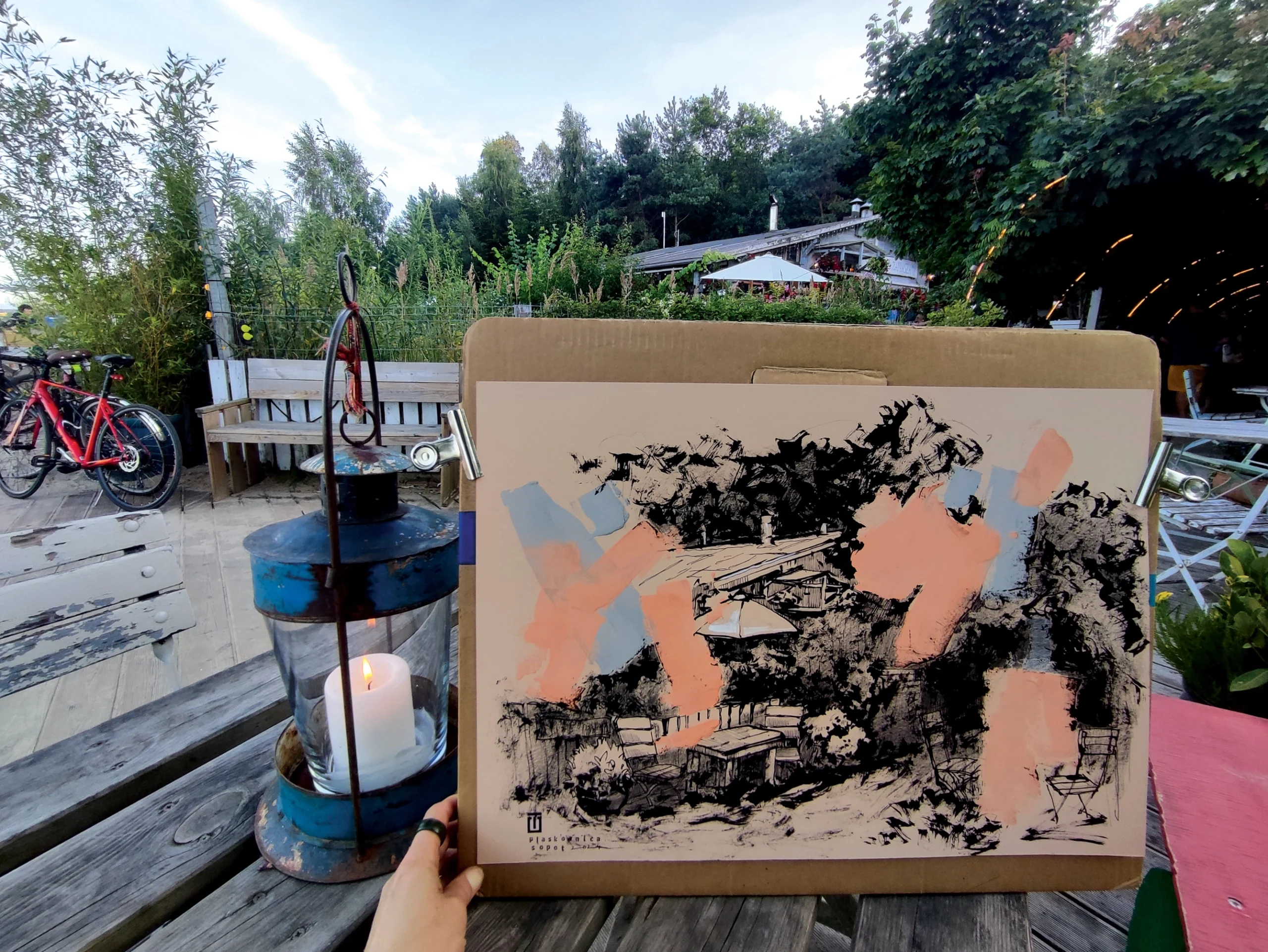 “Sketch 26. Sopot. Piaskownica”, 2024, ink, gouache, pencil on color paper, 35×50 cm, Tetiana Ocheredko - Image 2