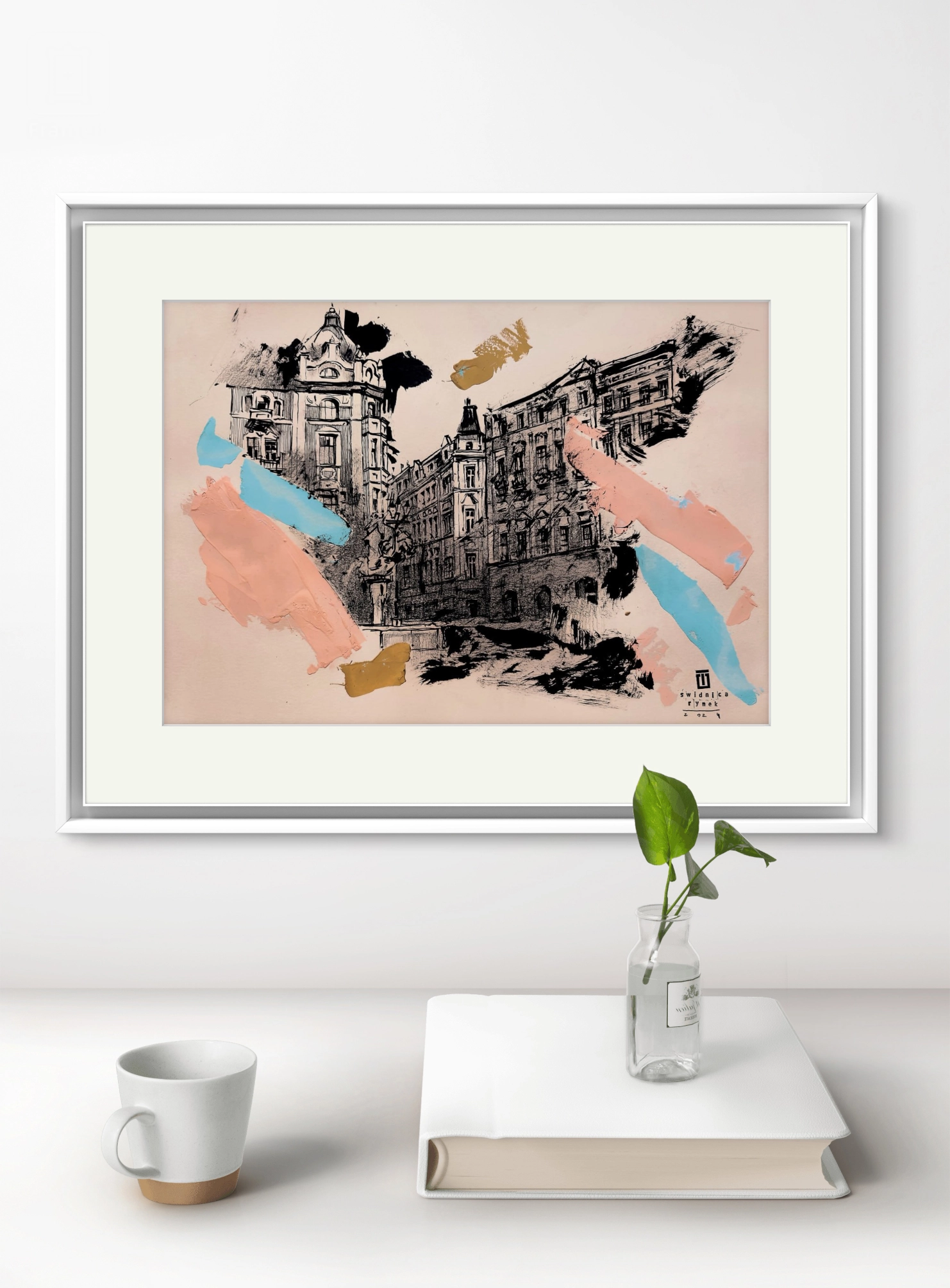 “Sketch 32. Świdnica. Rynek”, 2024, ink, gouache, pencil on color paper, 35×50 cm, Tetiana Ocheredko - Image 4