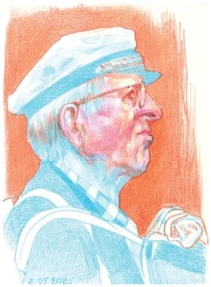 “Portrait 5”, 2025, coloured pencil on paper, 21x15 cm, Kateryna Ocheredko