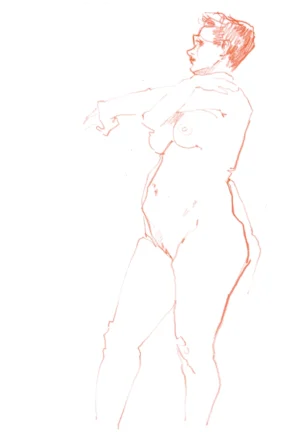 ”Nude sketching 5”, 2025, pencils on paper, 30х21 cm, Kateryna Ocheredko