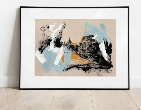 “Sketch 37. Gdansk. Motlawa”, 2024, ink, gouache, pencil on color paper, 35x50 cm, Tetiana Ocheredko - Image 3