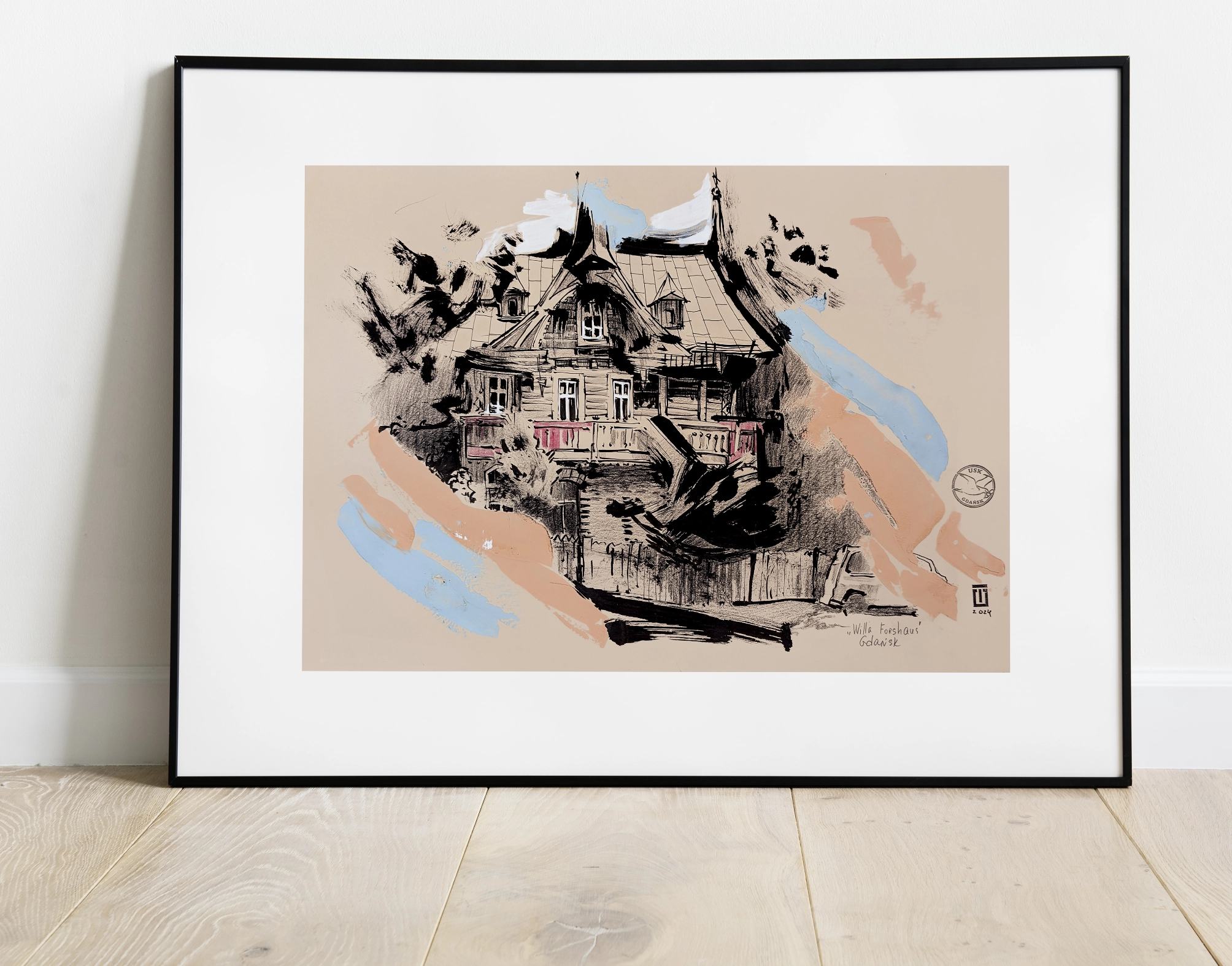 “Sketch 40. Willa Forshaus. Gdansk”, 2024, ink, acrylic, pencil, gouache on color paper, 35×50 cm, Tetiana Ocheredko - Image 4