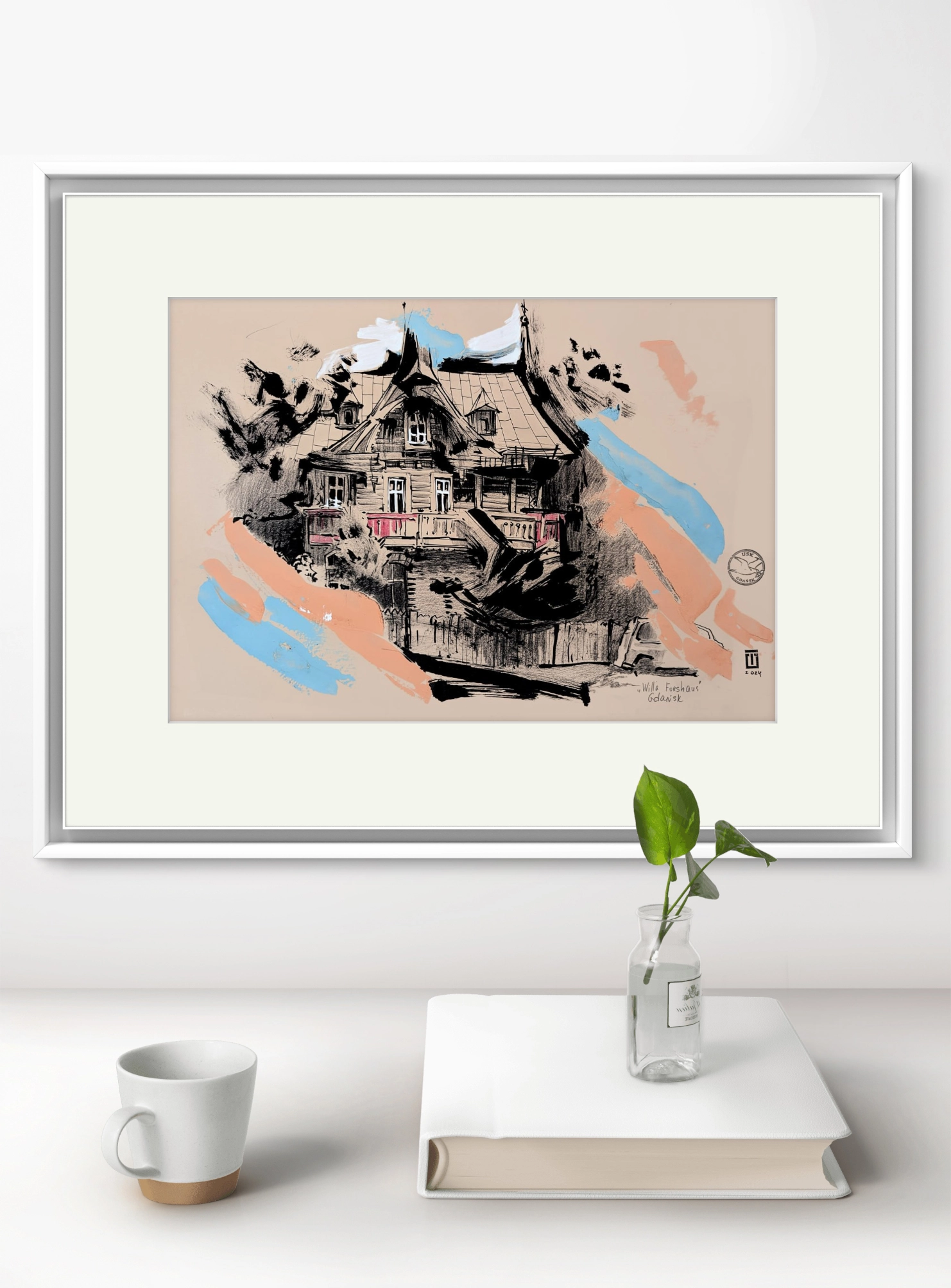 “Sketch 40. Willa Forshaus. Gdansk”, 2024, ink, acrylic, pencil, gouache on color paper, 35×50 cm, Tetiana Ocheredko - Image 3