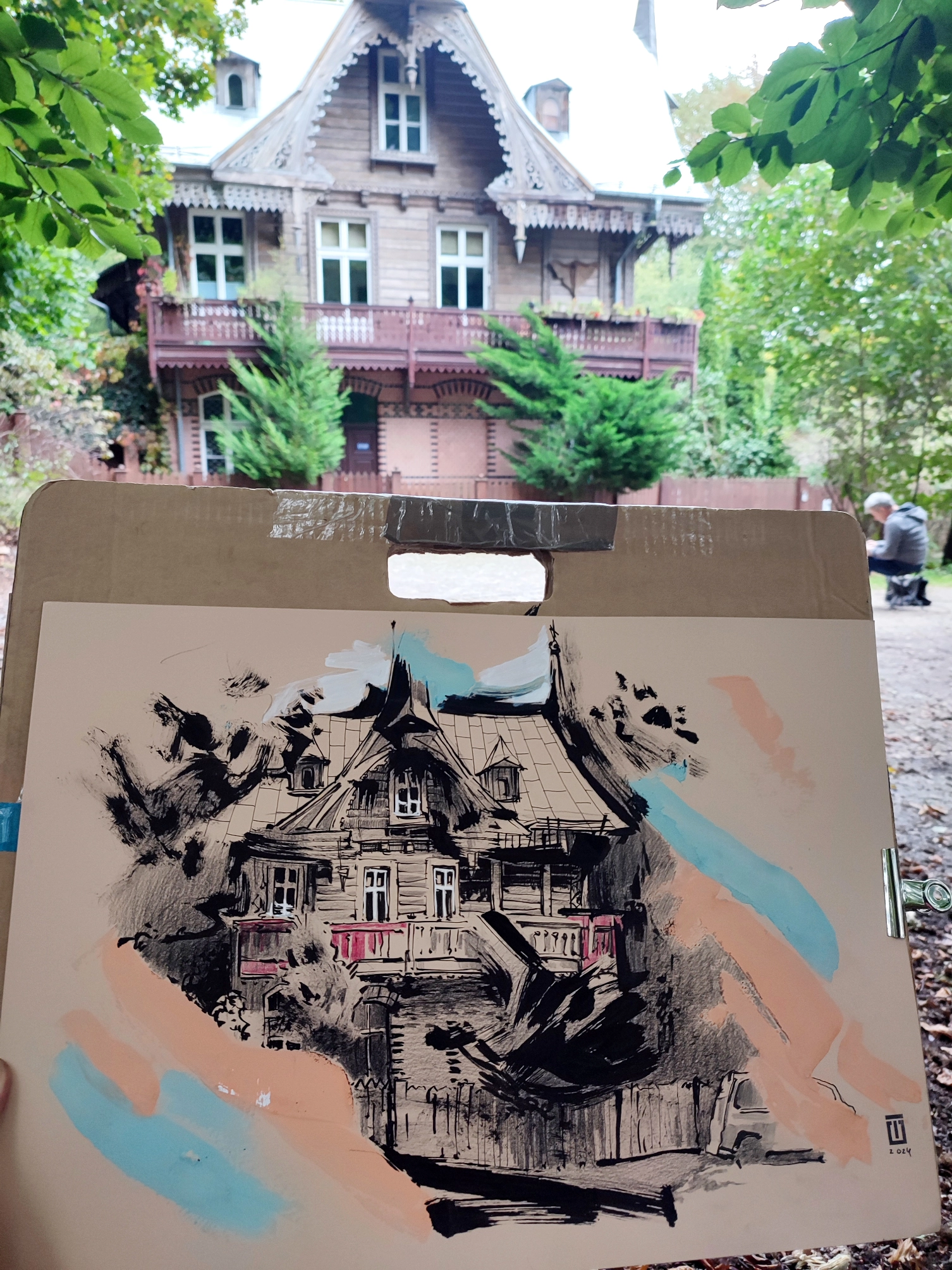 “Sketch 40. Willa Forshaus. Gdansk”, 2024, ink, acrylic, pencil, gouache on color paper, 35×50 cm, Tetiana Ocheredko - Image 2