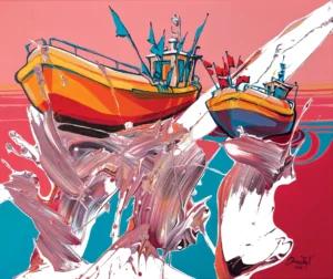 “On the Wave of Dreams”, 2025, acrylic on canvas, 50x60 cm, Tetiana Ocheredko