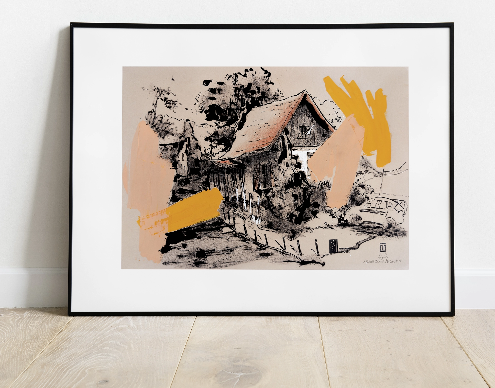 “Sketch 41. Gdynia. Museum Domek Zeromskiego”, 2024, ink, pencil, gouache on color paper, 35×50 cm, Tetiana Ocheredko - Image 3