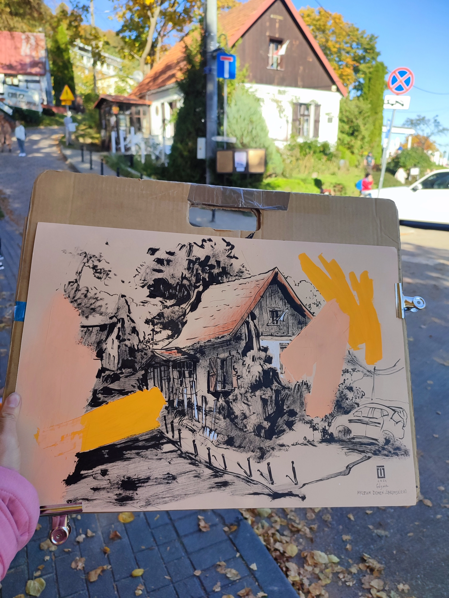 “Sketch 41. Gdynia. Museum Domek Zeromskiego”, 2024, ink, pencil, gouache on color paper, 35×50 cm, Tetiana Ocheredko - Image 2