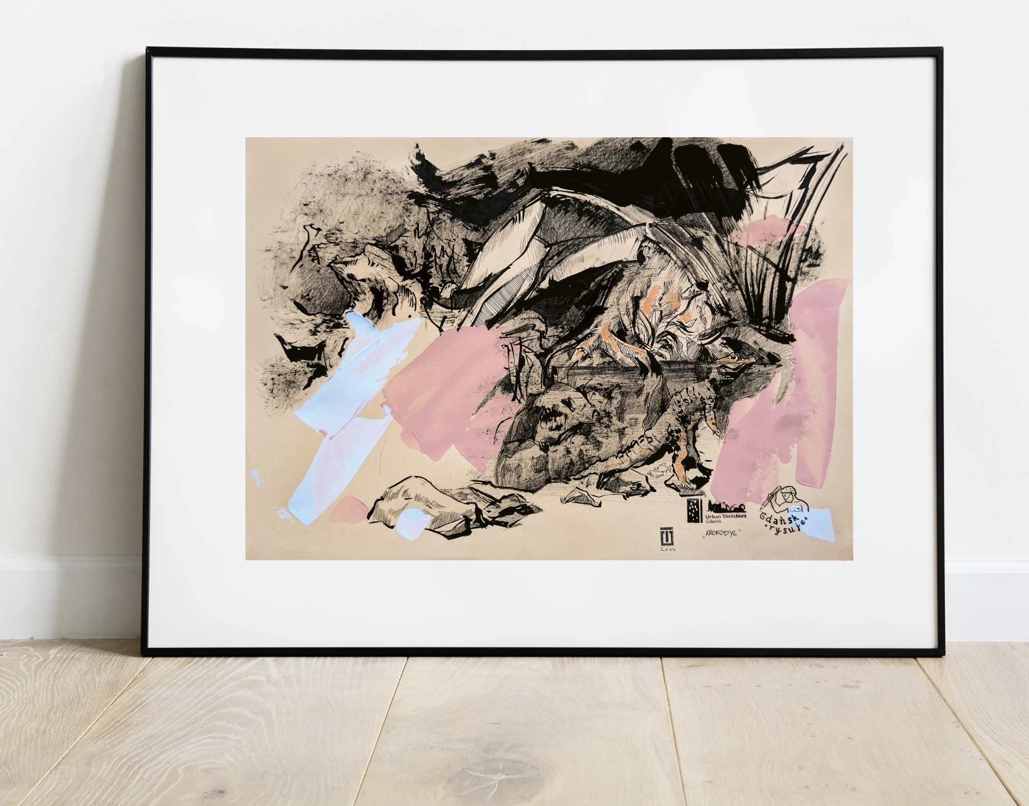 “Sketch 49. Crocodile. Aquarium Gdynia”, 2024, ink, pencil, gouache on color paper, 35x50 cm, Tetiana Ocheredko - Image 3