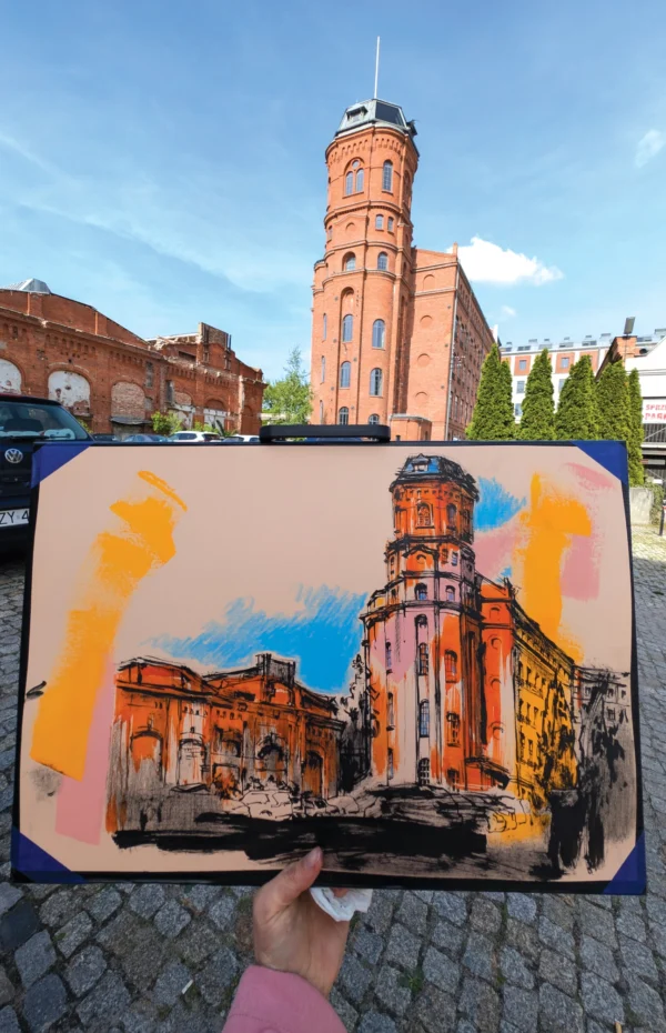 “Żyrardów. Aparthotel. Stara Przędzalnia”, 2025, ink, pencils, acrylic on paper, 35x50 cm, Tetiana Ocheredko - Image 2