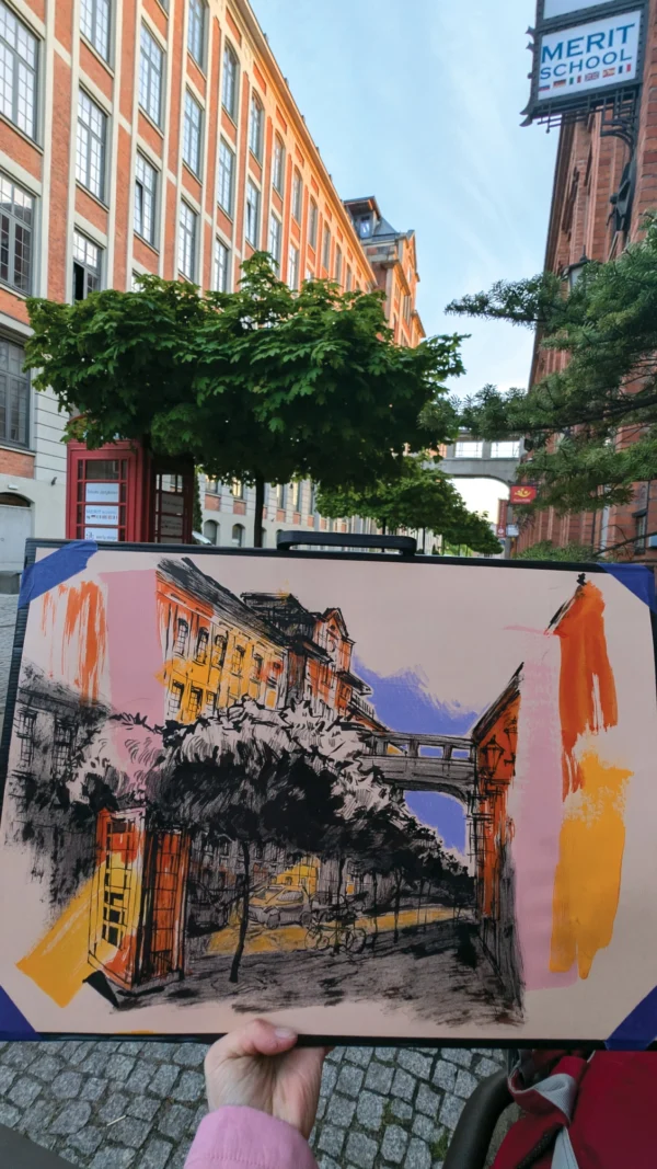 "Sketch 60. Żyrardów", 2025, ink, pencil, acrylic on paper, 35x50 cm, Tetiana Ocheredko - Image 2