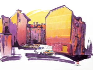 "Sketch 63. Gdansk", 2025, ink, pencil on paper, 31x41 cm, Tetiana Ocheredko