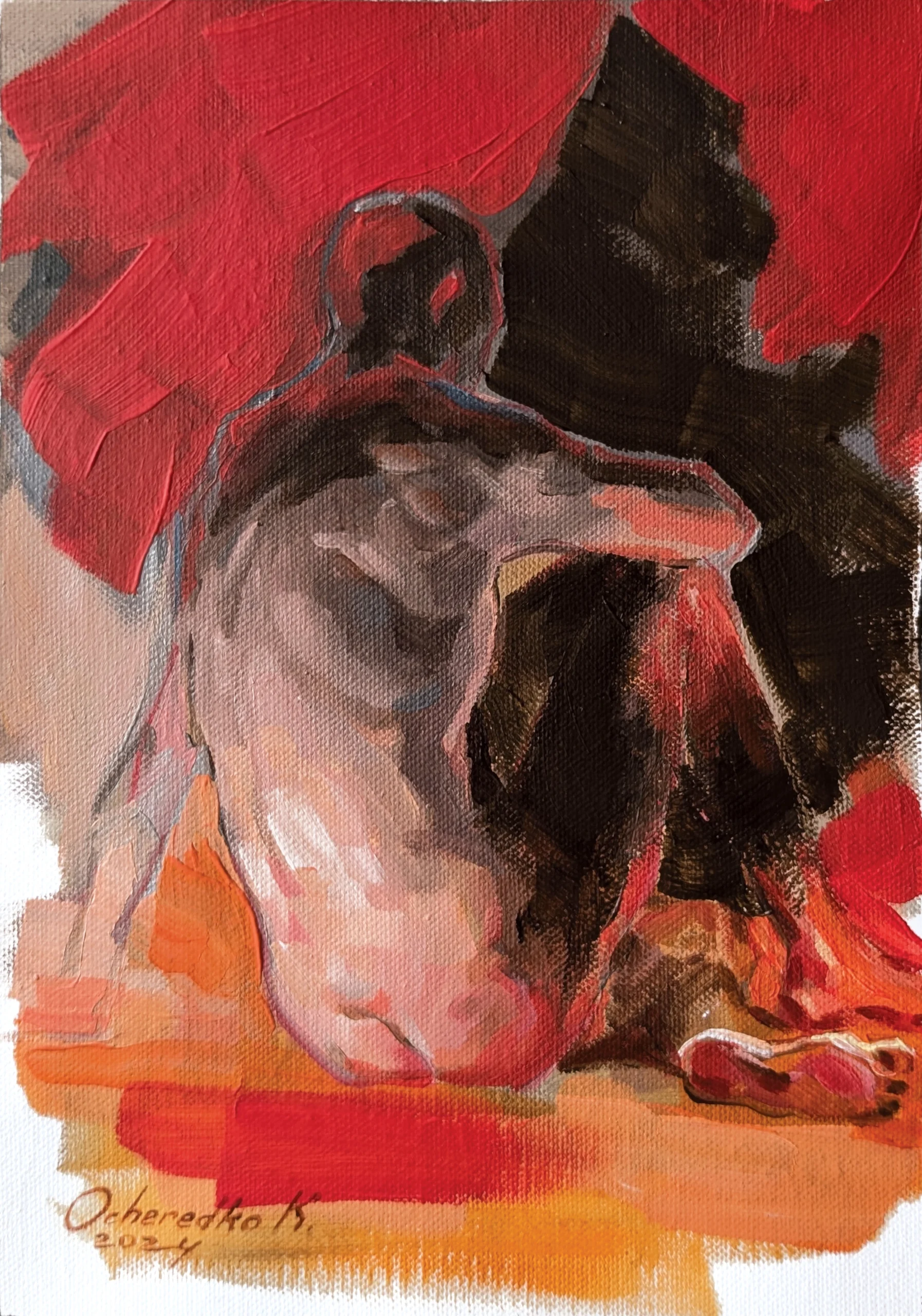 5_Kateryna Ocheredko_Sketch 4. The taste of red_Смак червоного_acrylic on canvas_30х21cm_2024 copy 2